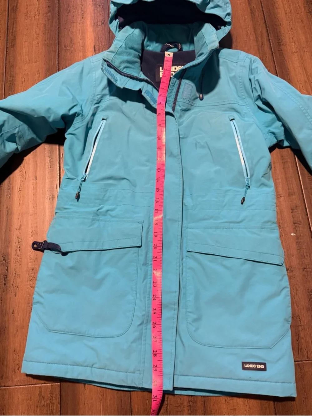 Lands' End Women's Aqua Blue Hooded Ski Jacket - Picture 6 of 10